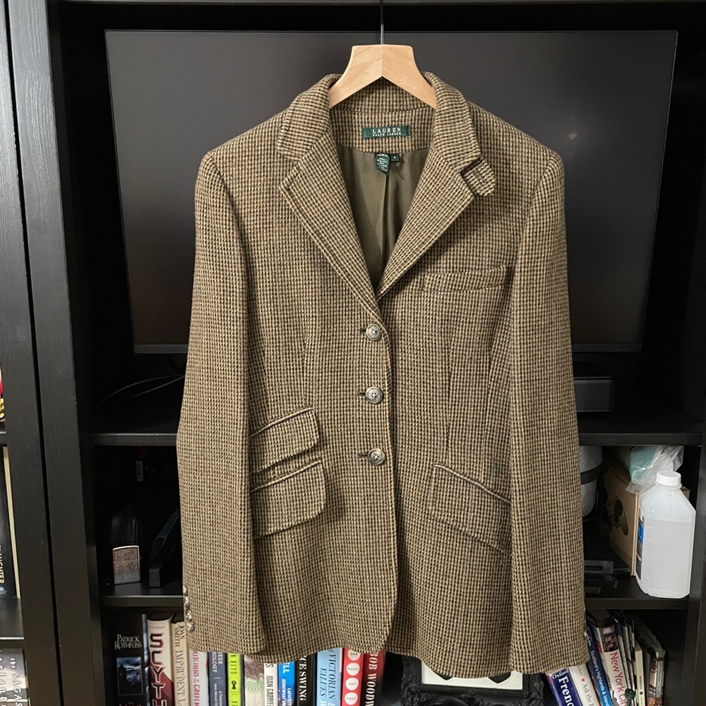 Lauren Ralph Lauren Tan / Brown / Green / Purple Tweed Coat